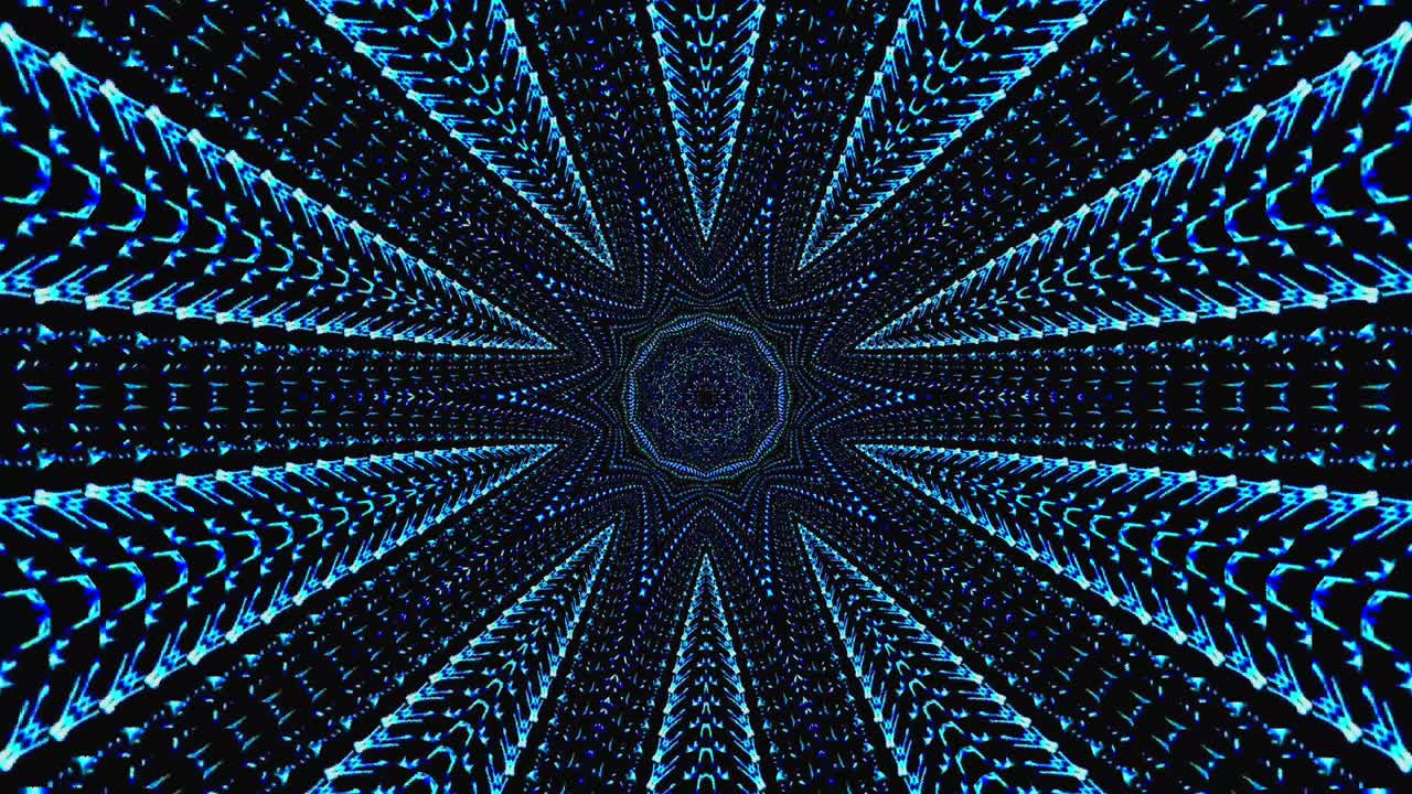 Bright abstract light governing full color, kaleidoscope, black background