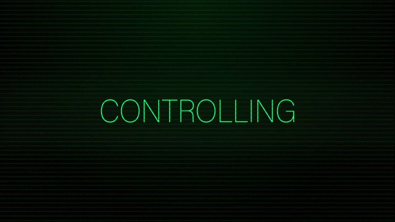 animación de interferencia sobre el texto de control en fondo negro