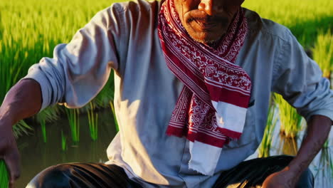 farmer in a rice paddy