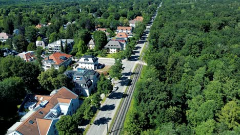 drone aerial view suburbs munich