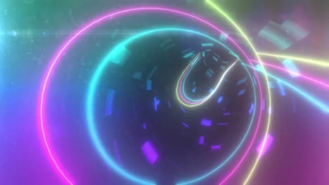 Animation-Eines-Tunnels-Mit-Mehrfarbigen-Lichtern,-Die-Sich-In-Einer-Nahtlosen-Schleife-Bewegen