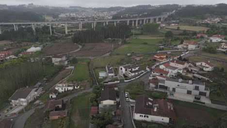 small village near highway bridge in marco de canaveses portugal