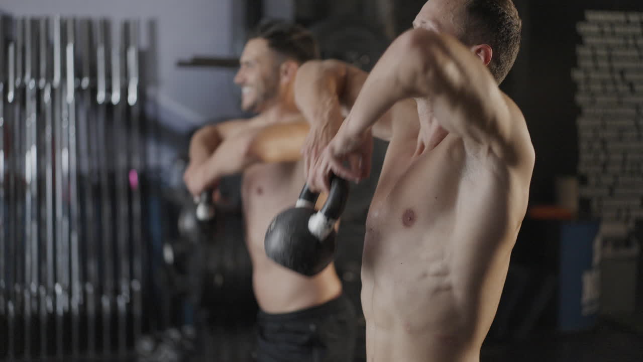 Men exercising in the gym