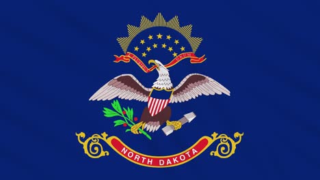 north dakota flag flutters in the wind, loop for background