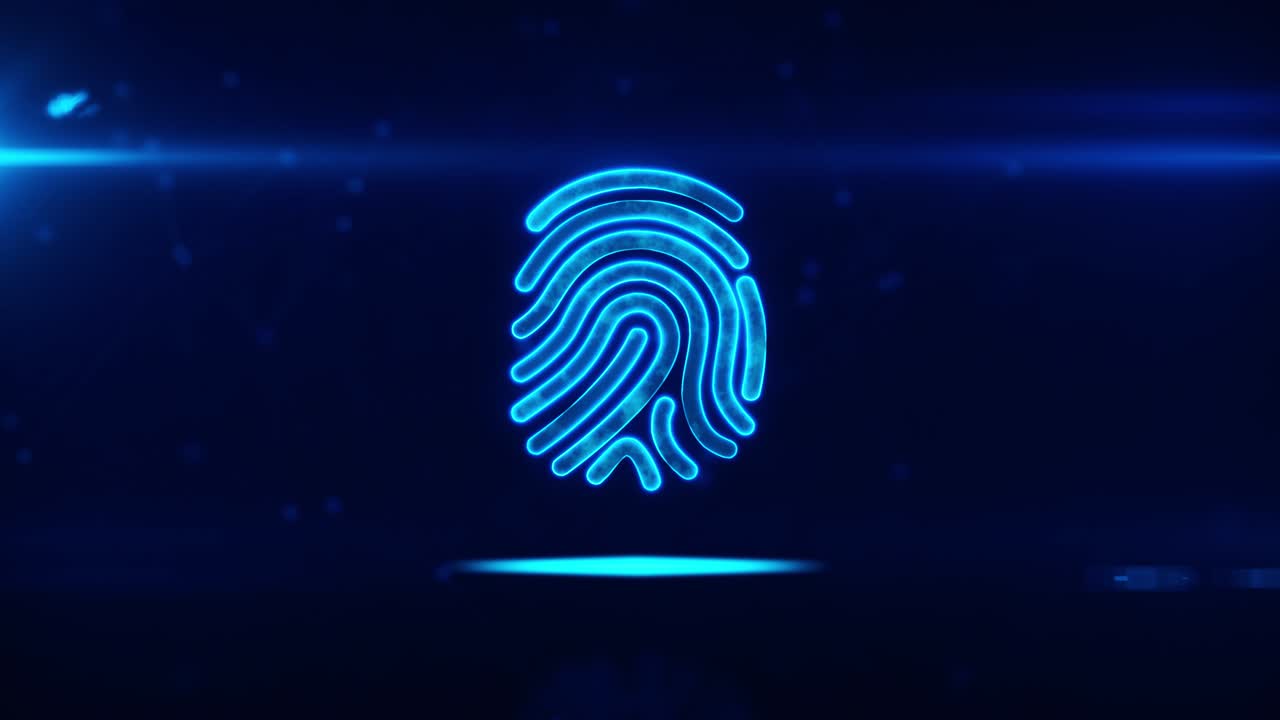 Hologram fingerprint scan security system technology loop background scanning identification