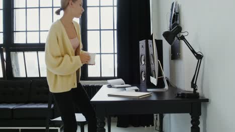 young woman working from home