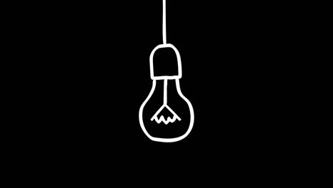 hand drawn animated glowing electric light bulb. frame by frame animation. alpha channel