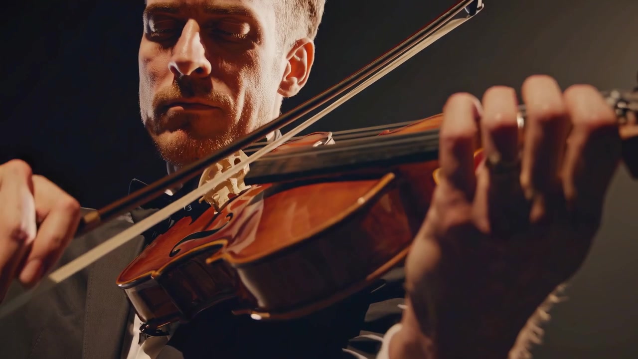 Professional Violinist Performing on Stage Under Spotlight