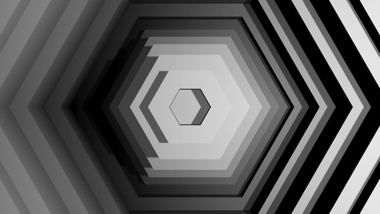Three dimensional grey hexagon shape animation.