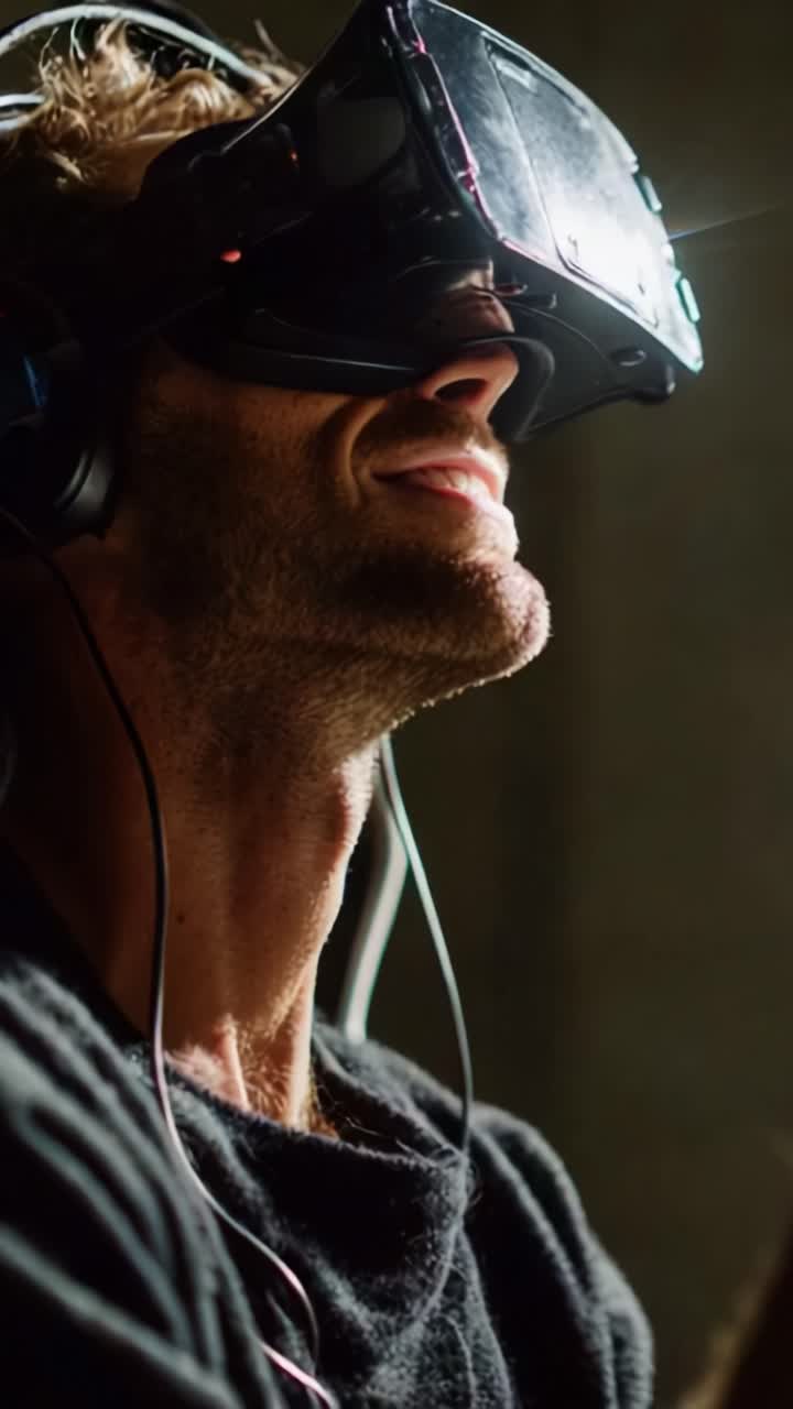 Immersive Virtual Reality Experience: A User's Delight as They Engage with Cutting-Edge Technology through a VR Headset and Enjoying the Gaming Adventure Ahead
