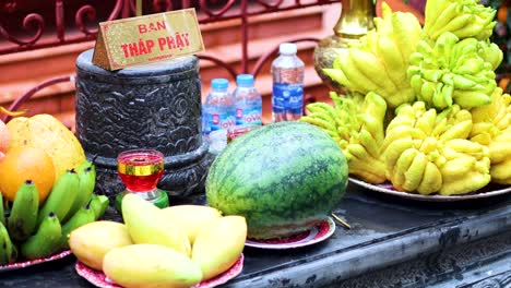 vibrant fruit display for a ceremonial offering