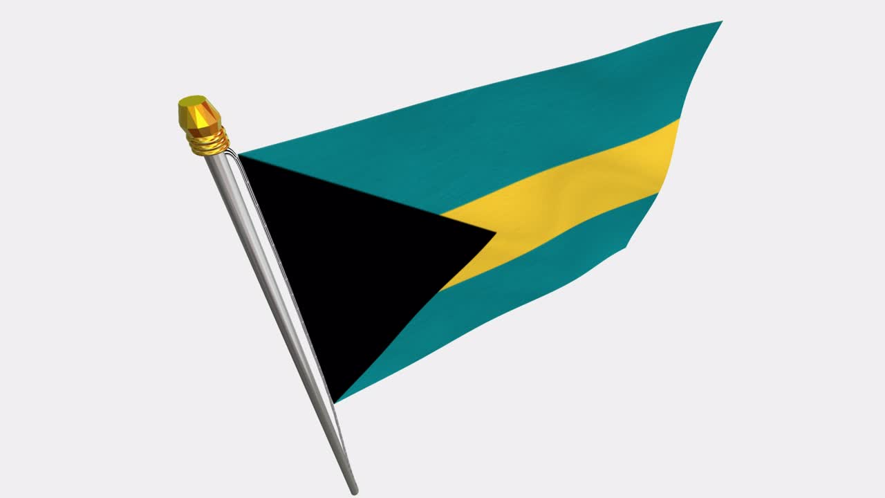 video de bucle de la bandera de las bahamas revoloteando en el viento, video en cámara lenta de 4k, con canal alfa