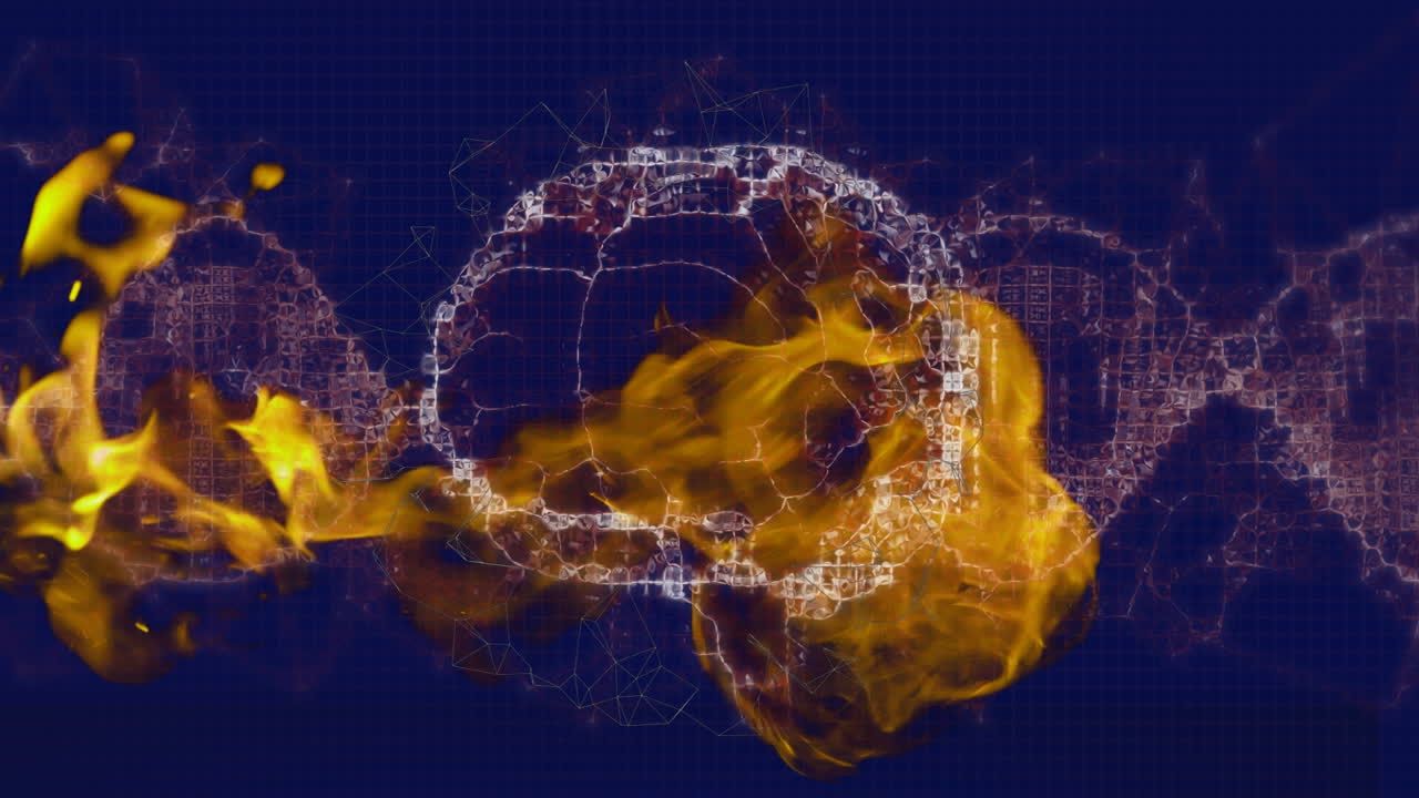 파란색 배경에 디지털 뇌의 애니메이션