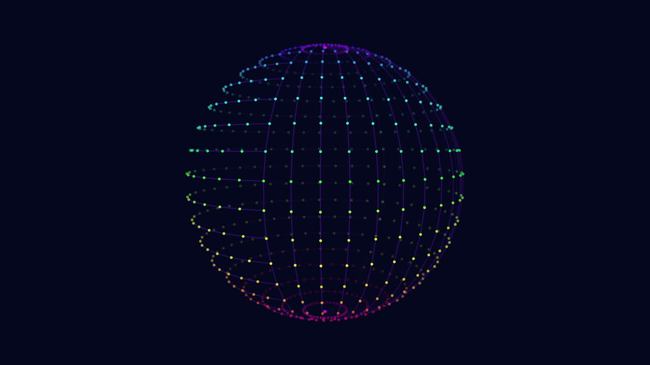 esfera de neón futurista con pequeños puntos y líneas en el espacio oscuro 2