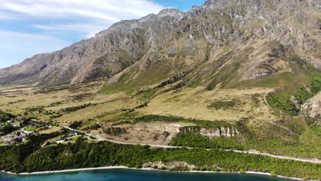 aerial overview of stunning mountain range the remarkables, new zealand