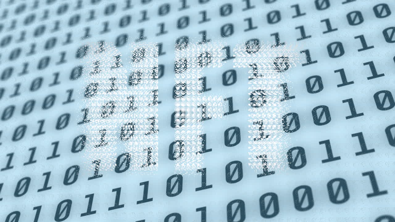 Animation of nft text over binary coding