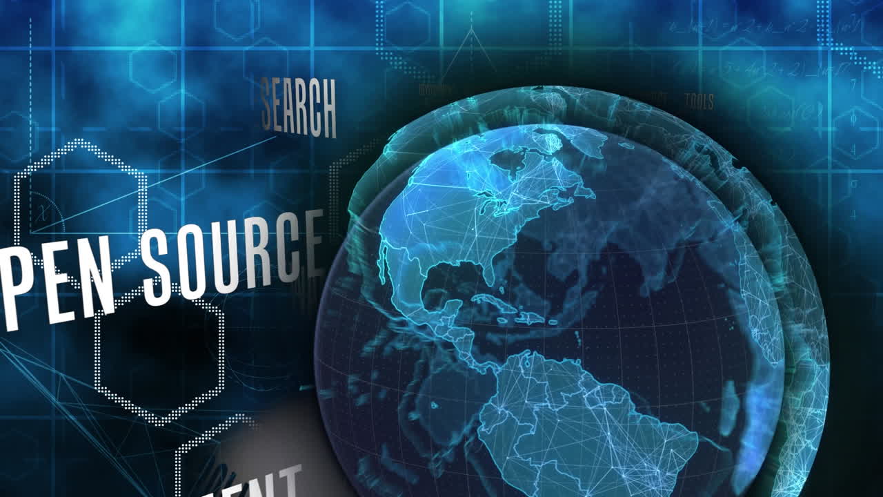 기하학적 형상 위의 연결 네트워크와 함께 지구의 애니메이션