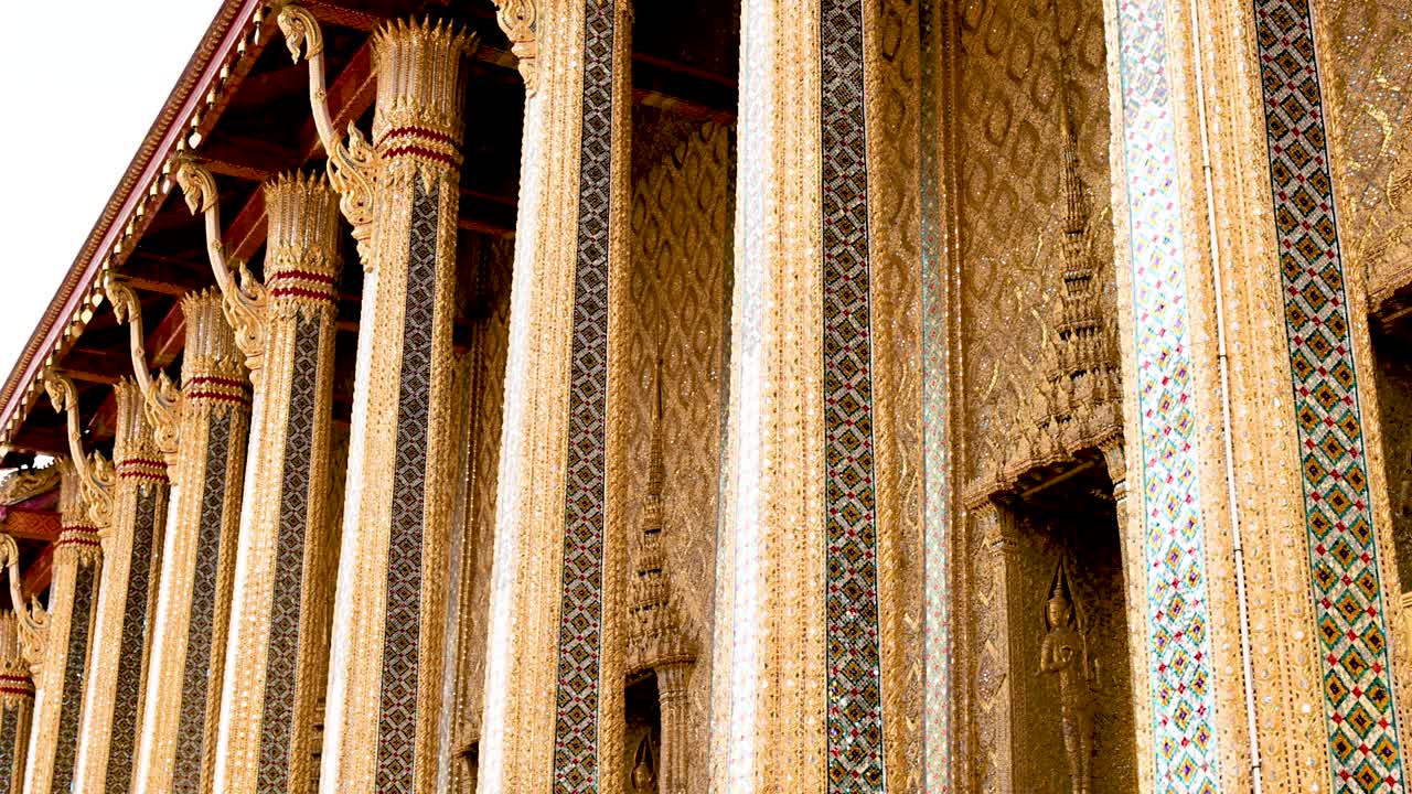 Detailed view of Wat Phra Kaew's architecture