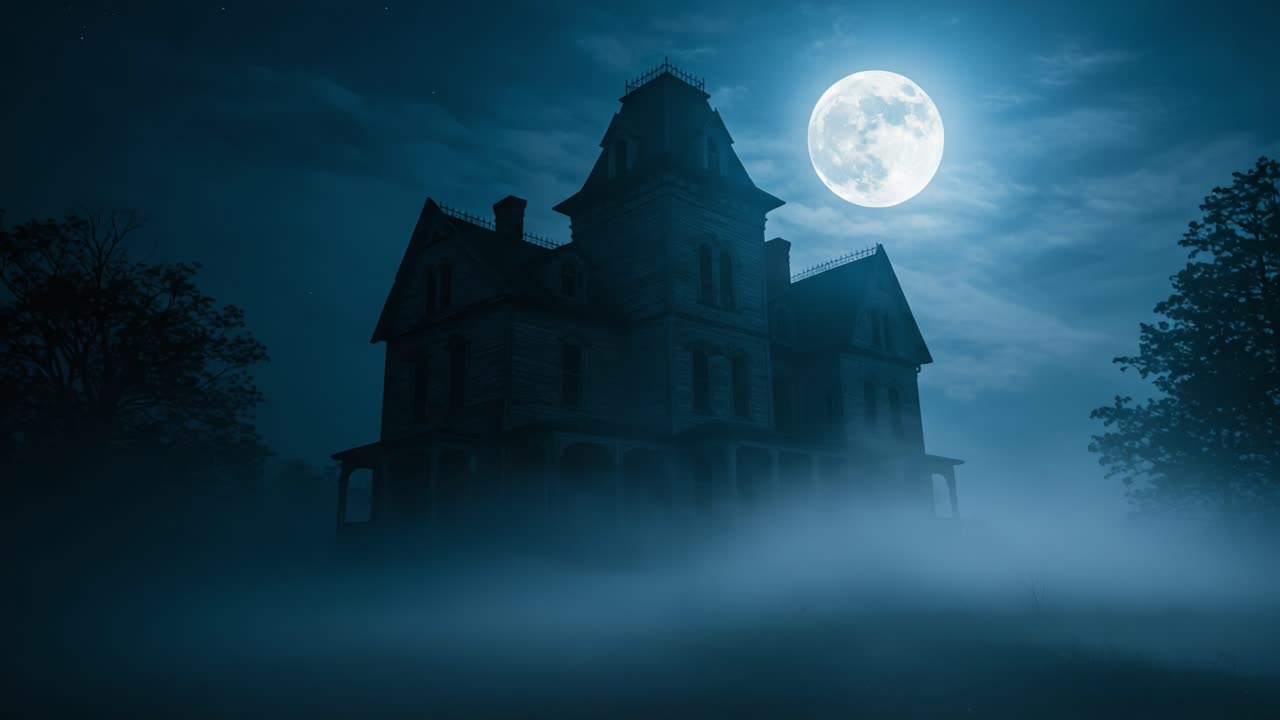 A Haunting Moonlit Night: An Enigmatic and Eerie Scene Featuring a ...
