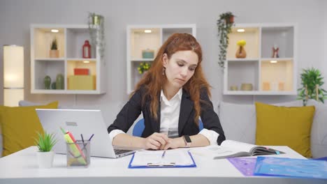 home office worker woman does not want to work.