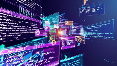 abstract digital code and data visualization