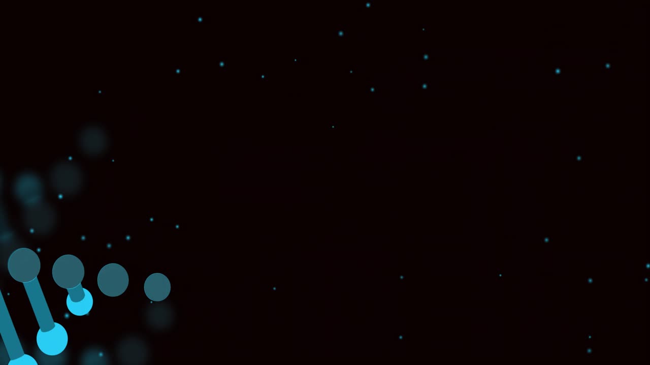 Neon ribbons arcing from lower left, strand entering and moving, twisting, pulsing showing DNA form