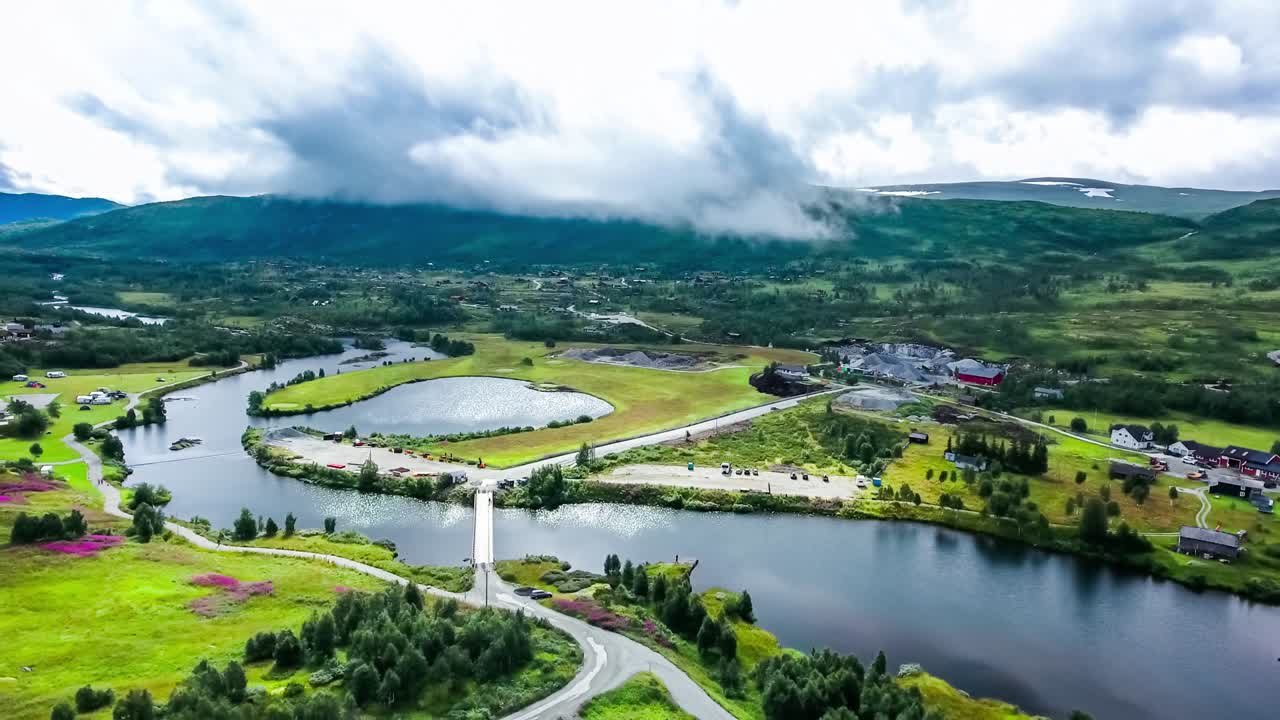 공중 영상 아름다운 노르웨이의 자연.