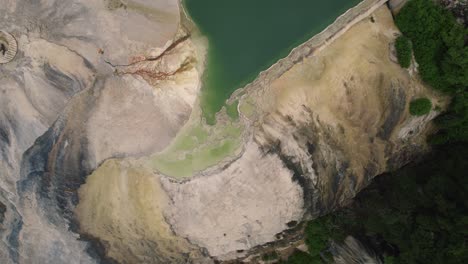 straight-down drone view of a rock formation in mexico known as the petrified falls