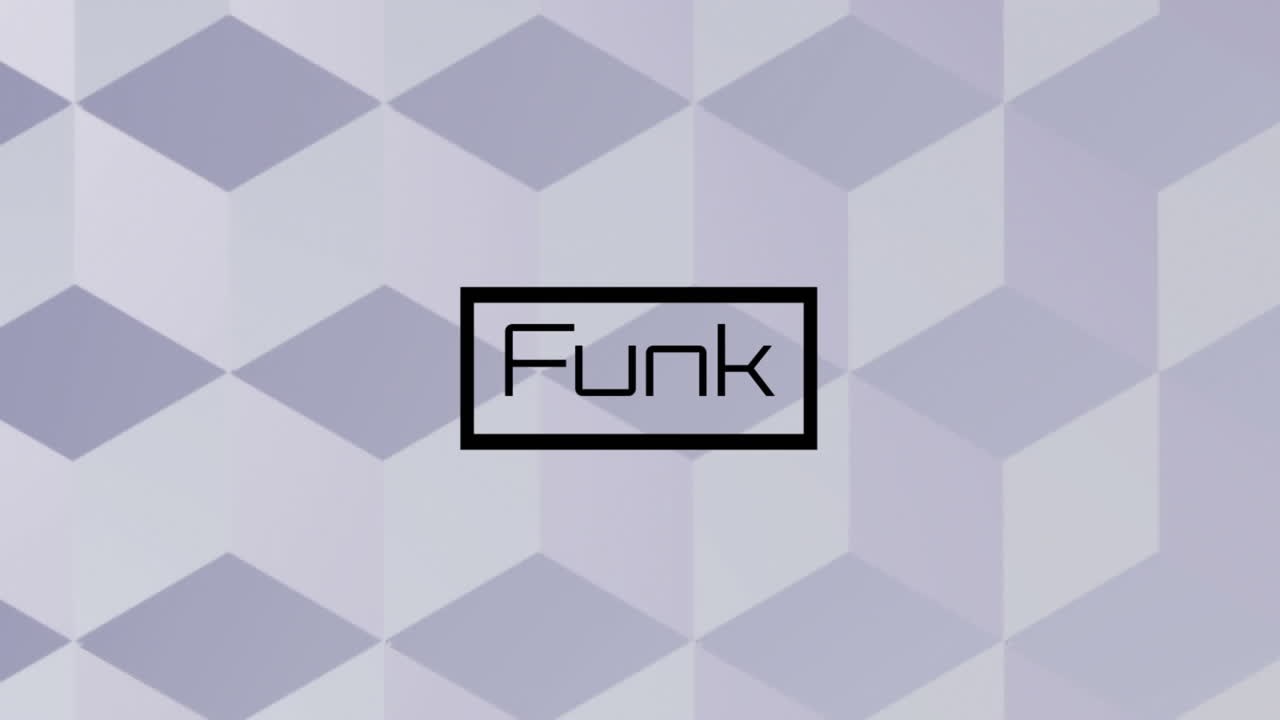animación de texto funk y cuadrados blancos en movimiento