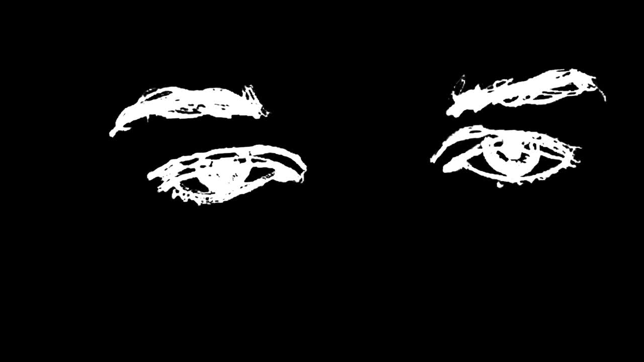 검은 바탕에 애니메이션  박이는 눈