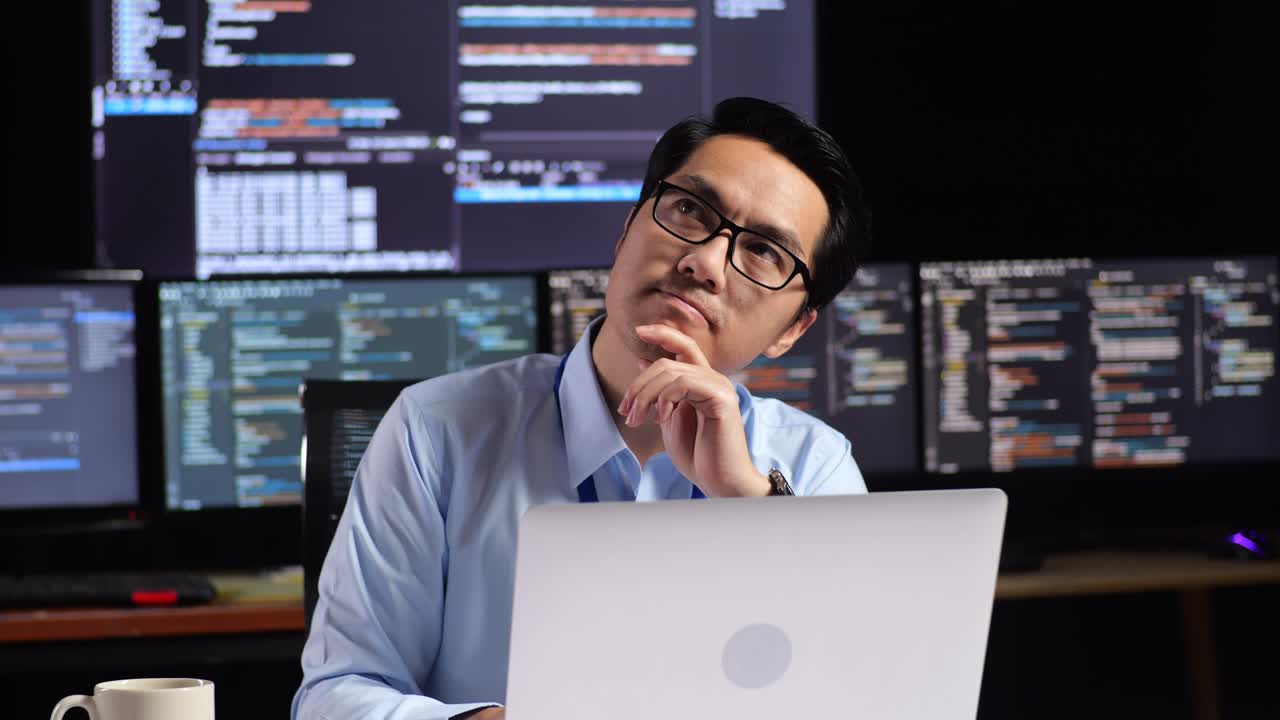 programador pensando por la noche