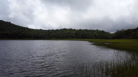 Relaxing-footage-of-crater-lake-inactive-volcano-on-the-Caribbean-island-of-Grenada