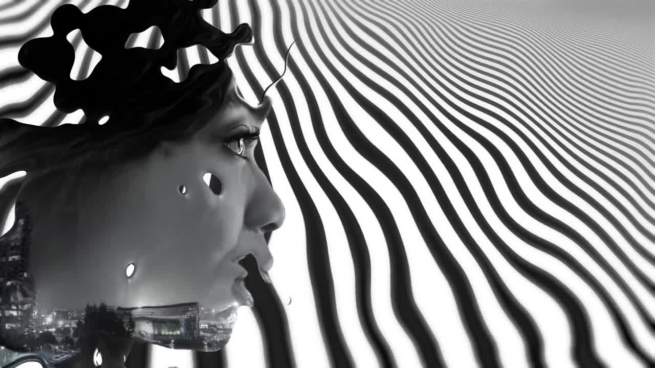 animación de rostros y líneas sobre fondo blanco.