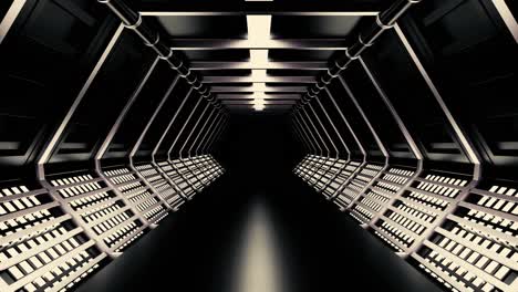 dark and futuristic spaceship corridor