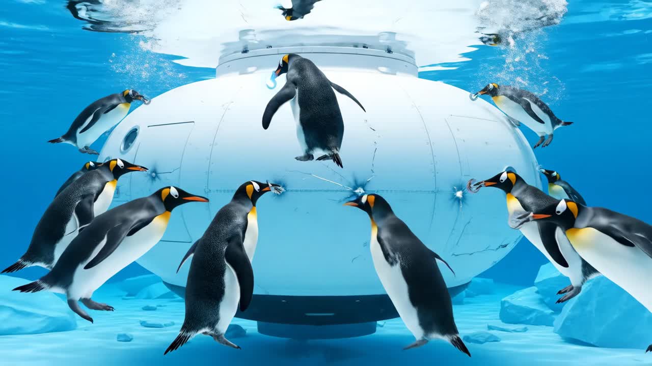 Penguins in an Underwater Habitat