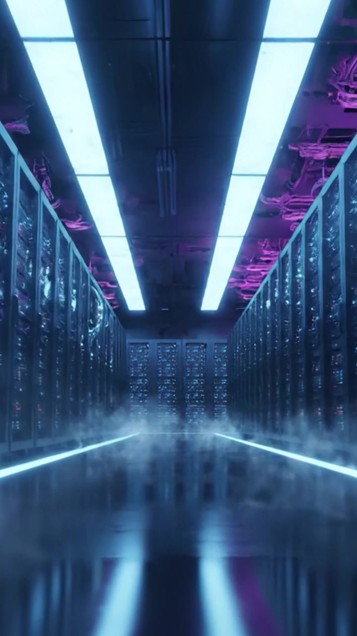 Exploring a Futuristic Data Center: A Journey Through a High-Tech Server Room Filled with Advanced Technology and Visual Aesthetics in a Stunning Lighting Environment