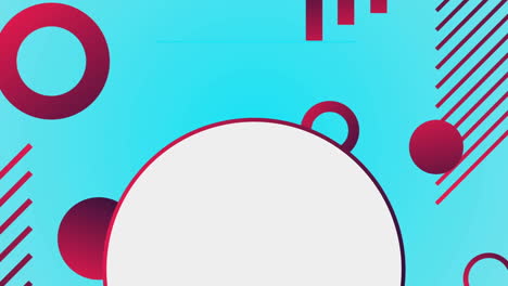 animación de círculos rojos, anillos y líneas sobre fondo azul