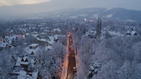 drone winter road reveal - zakopane