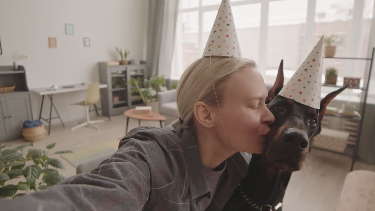 Woman Taking Selfie with Dog