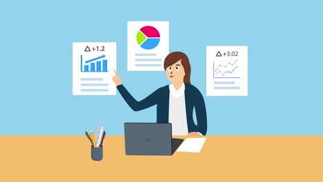 mujer de negocios analizando el crecimiento gráfico de finanzas