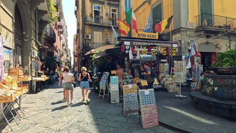 vibrant street market with people and shops