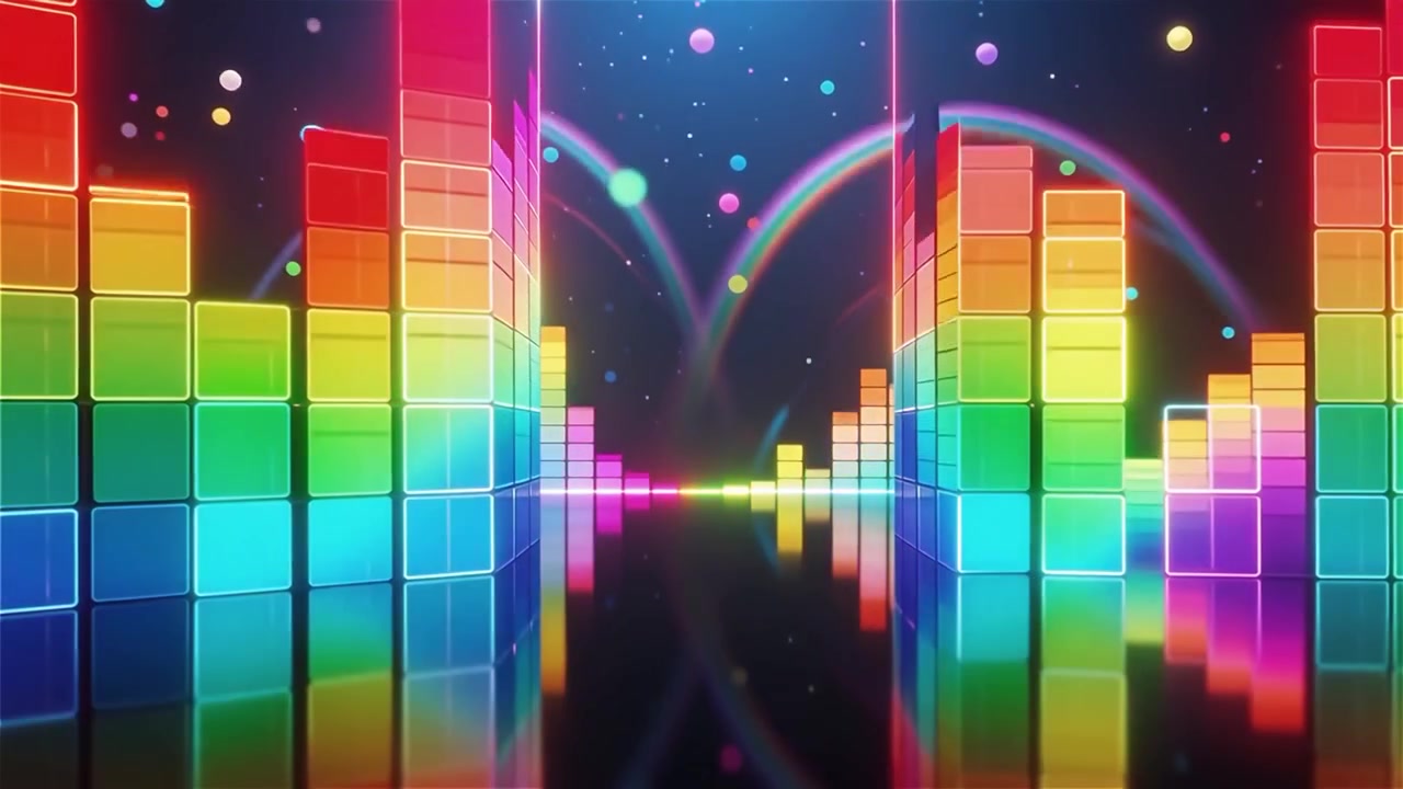 Futuristic Rainbow Neon Music Equalizer Visualizer Background