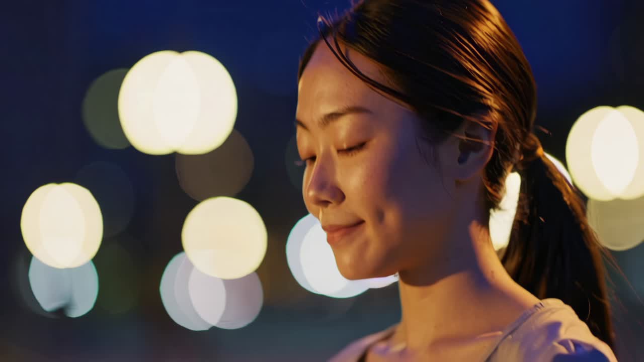 밤에 행복한 여자