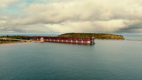 A-drone-shot-of-an-Iron-ore-doc-on-one-of-the-great-lakes