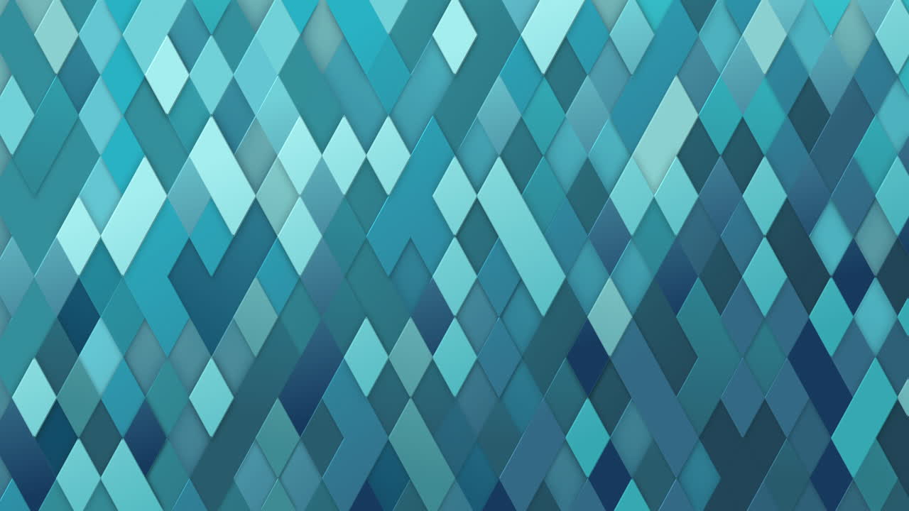 Blue rhombus grunge loop animated background. Copy space.
