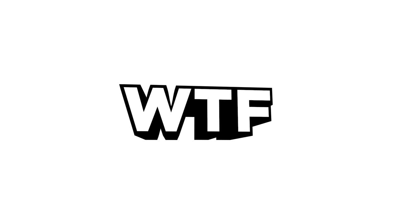 Animated WTF Text Wiggling on White Background