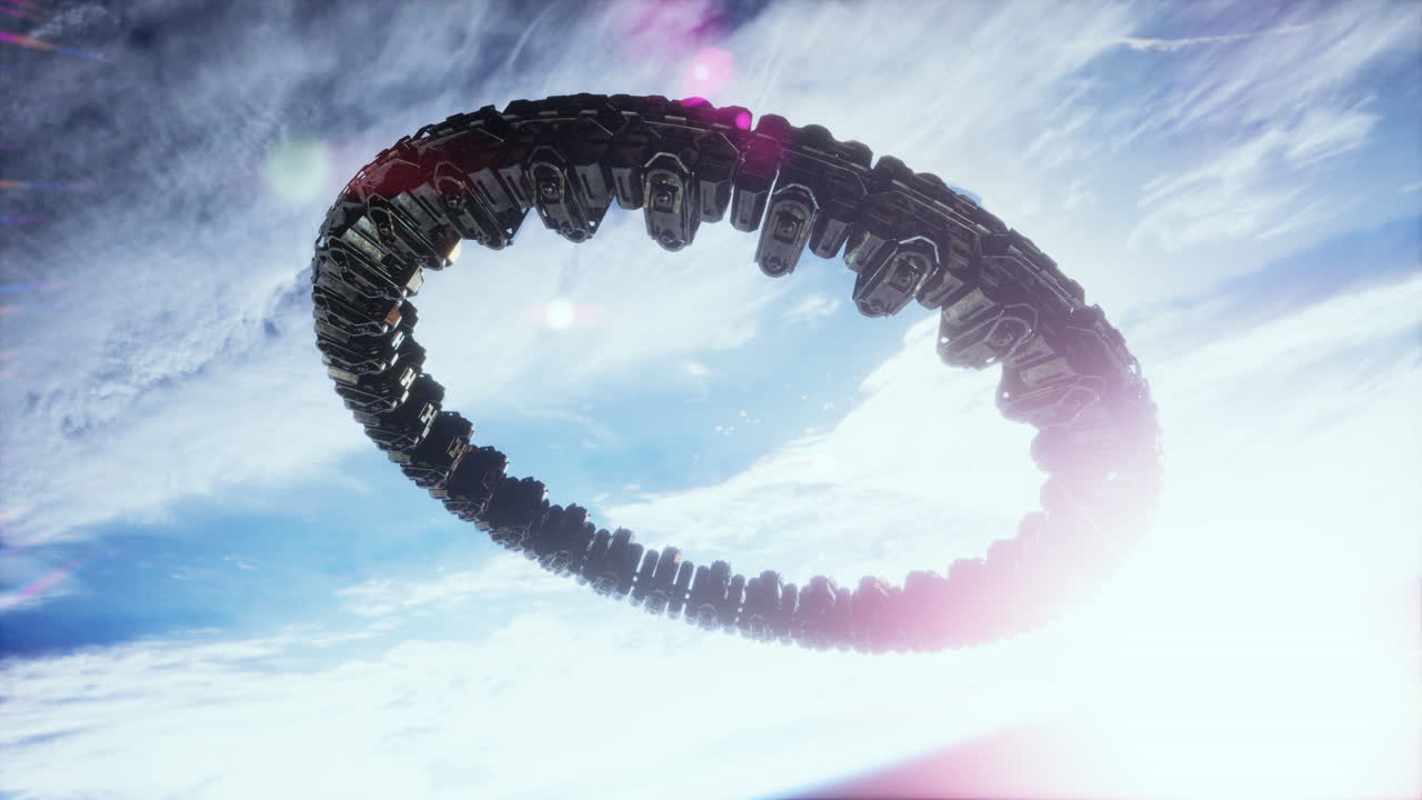 UFO Spaceship Hovering in the sky elements furnished by NASA