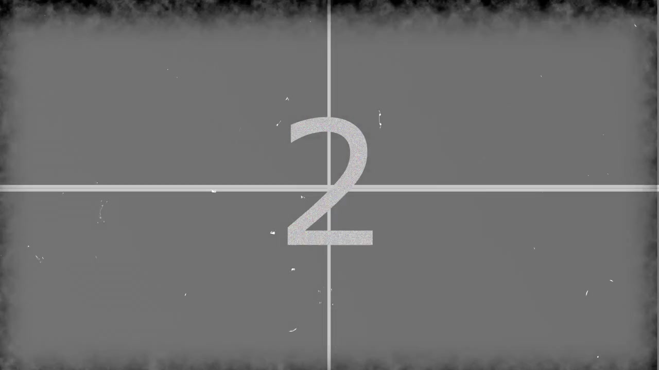 Vintage Film Countdown Leader with Grain and Scratches