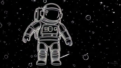 astronaut in space line art illustration