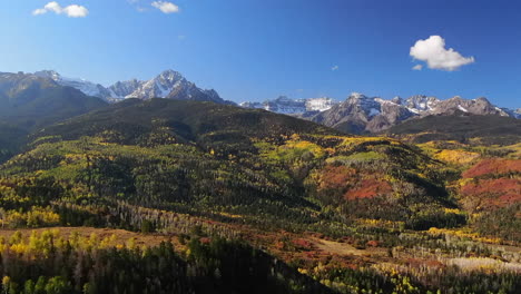 mount sniffels dallas range colorado aerial cinematic drone sunny morning autumn fall colors san juans ridgway ralph lauren ranch 14er million dollar highway rocky mountains forward motion